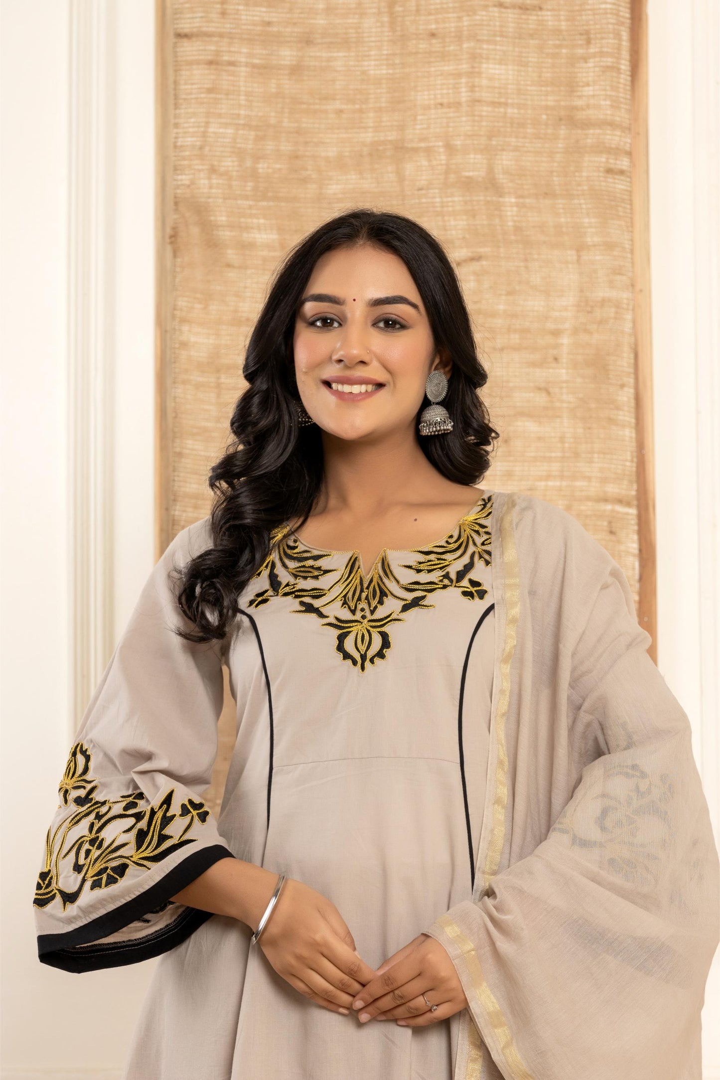 Grey Embroidered Kurta Set