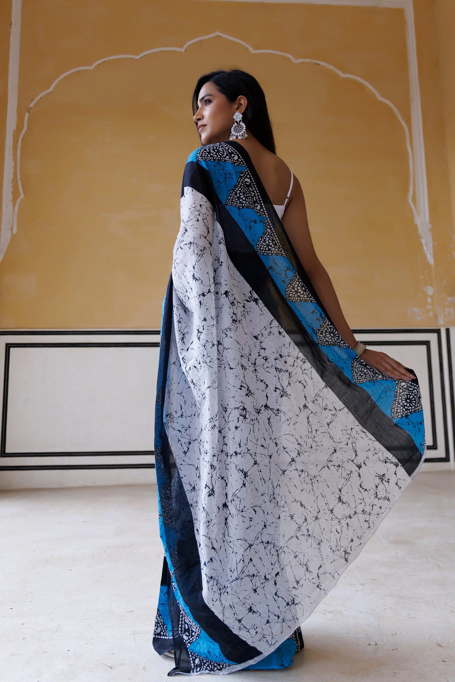Ethereal Blue Traditional Jaipuri Printed Saree Ragavi