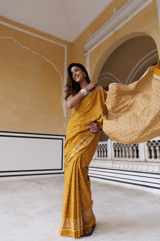 Spicy Traditional Jaipuri Printed Cotton Saree