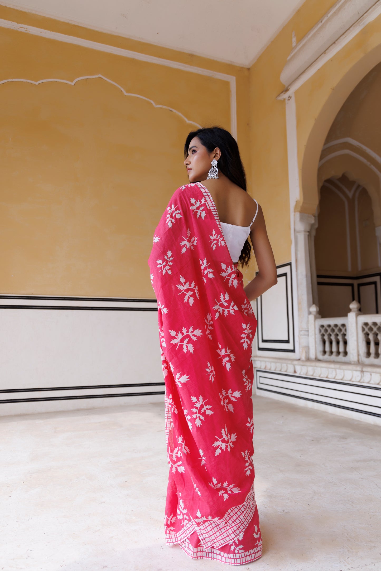Pink Lemonade Traditional Jaipuri Printed Saree