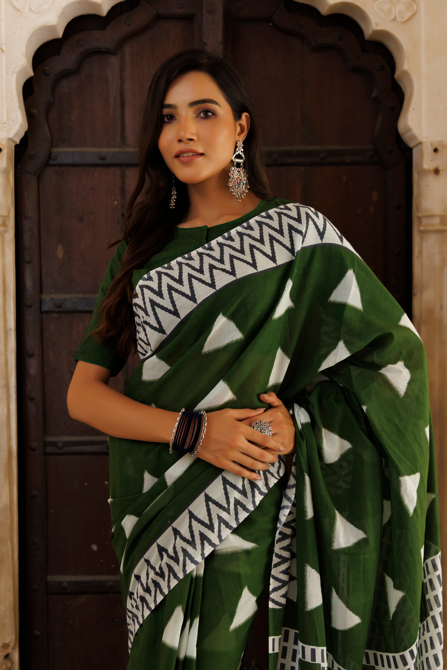 Savvy Green Traditional Jaipuri Printed Saree