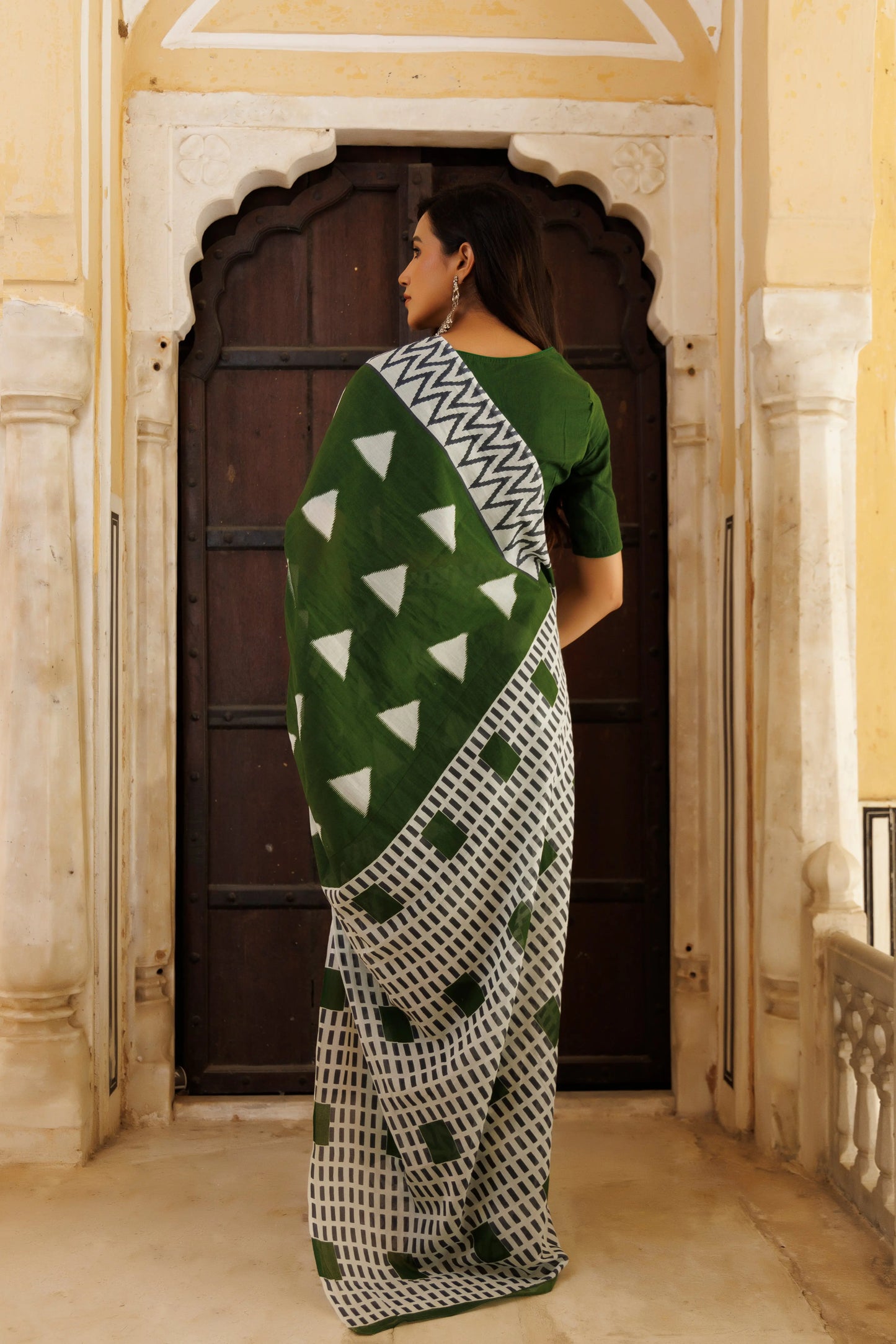 Savvy Green Traditional Jaipuri Printed Saree Ragavi
