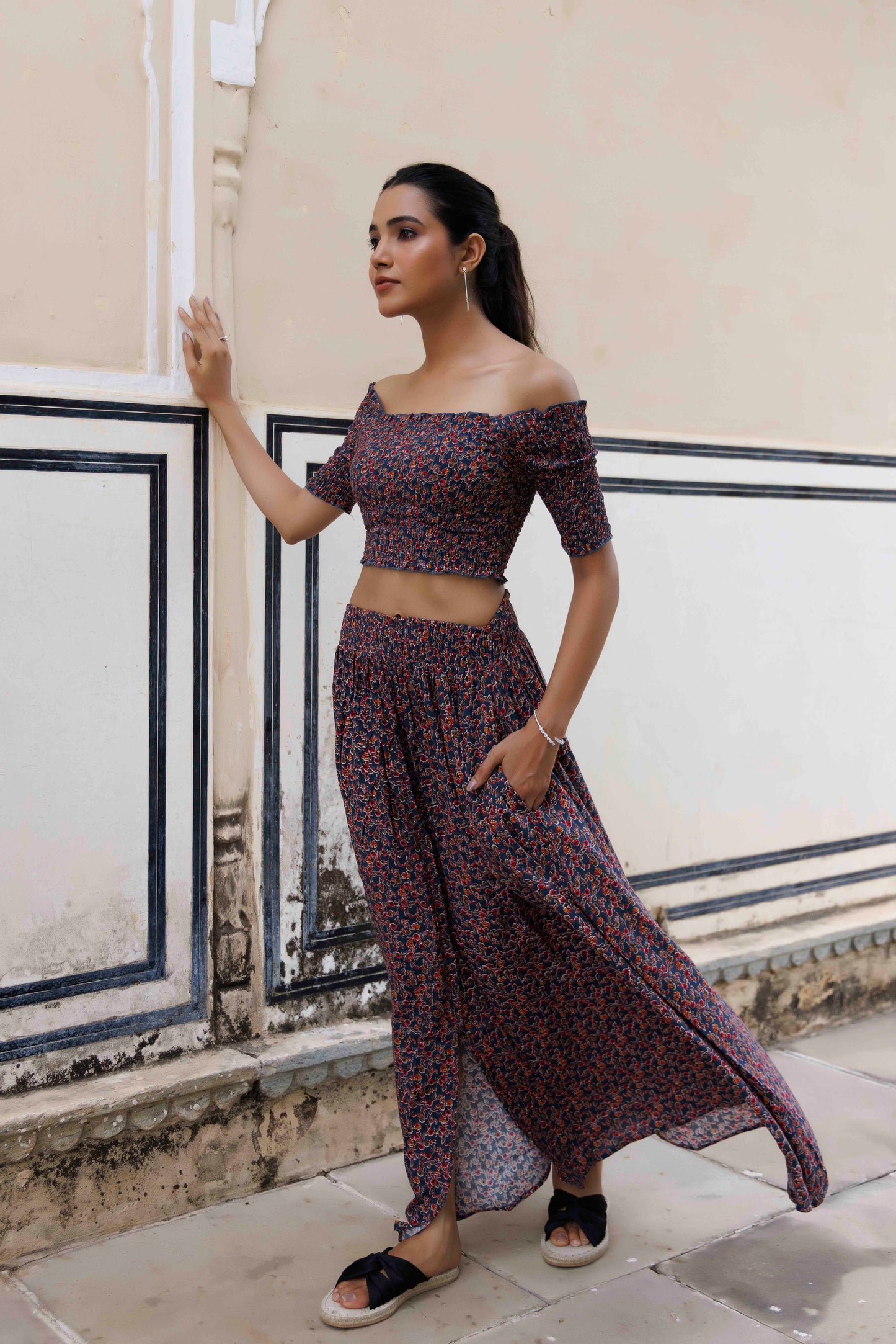 Elyse Navy Blue Printed Co-Ord Set