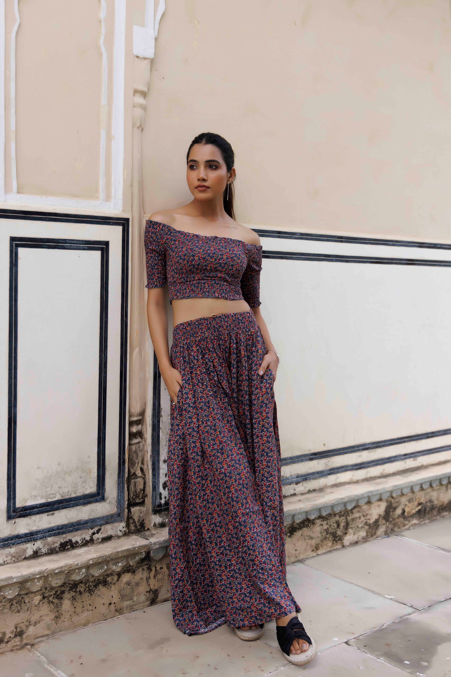 Elyse Navy Blue Printed Co-Ord Set