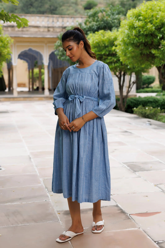 Denim Blue Lurex Dress Ragavi