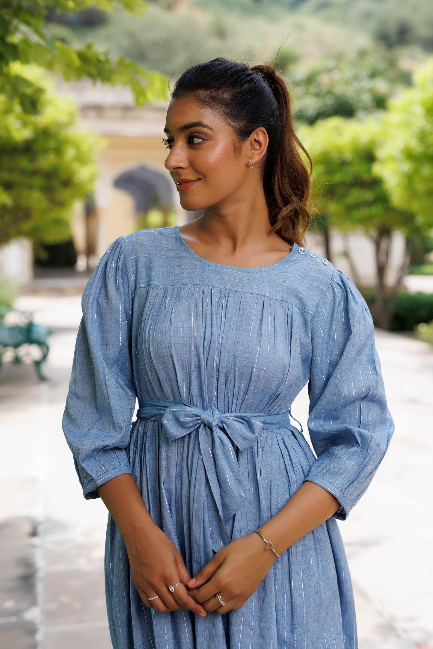 Denim Blue Lurex Dress