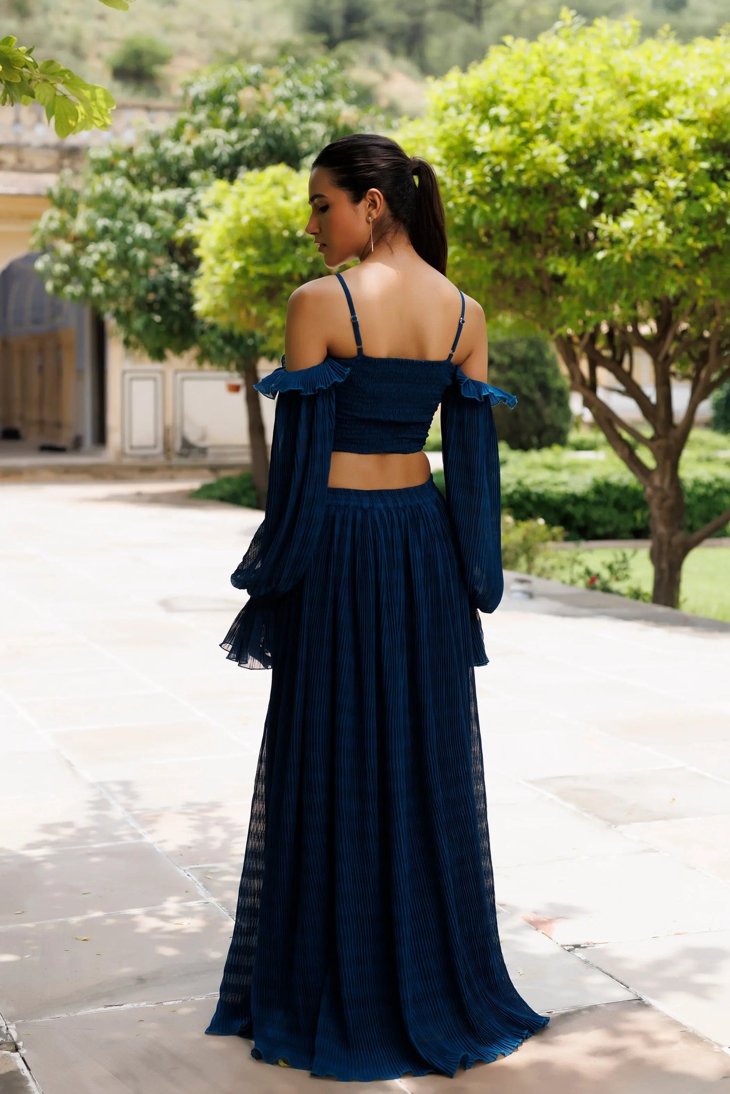 Galaxy Blue Pleated Co-ord Set Ragavi