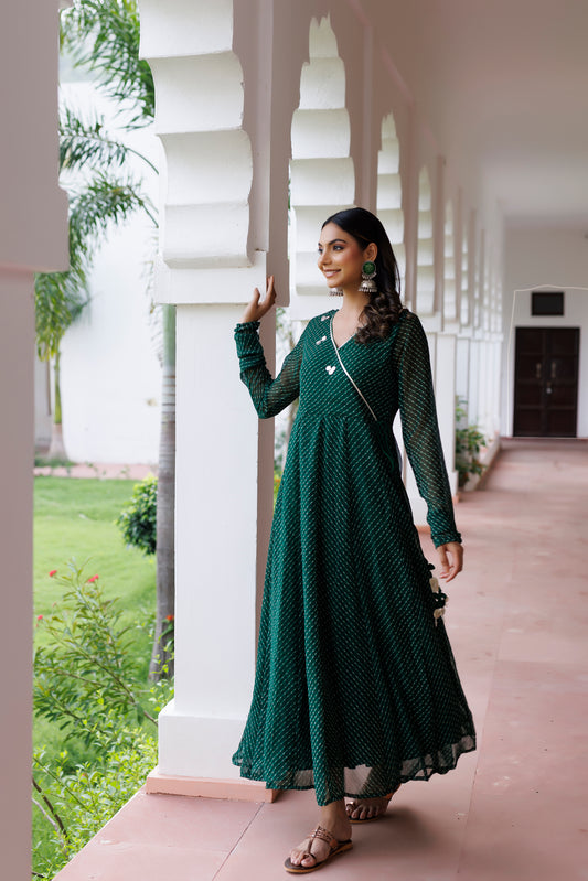 Green Leheriya Kurta