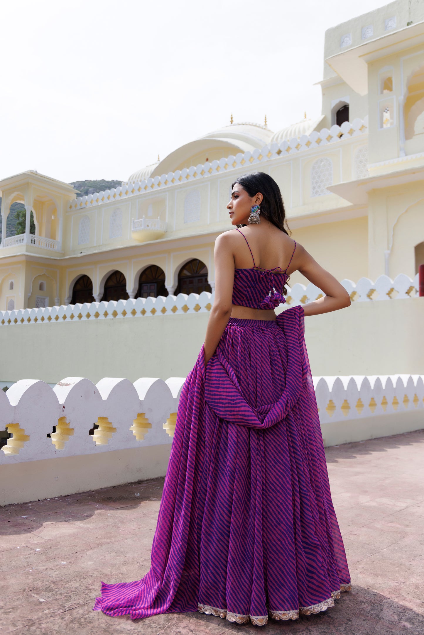 Pink Magenta Haze Leheriya Lehenga Set