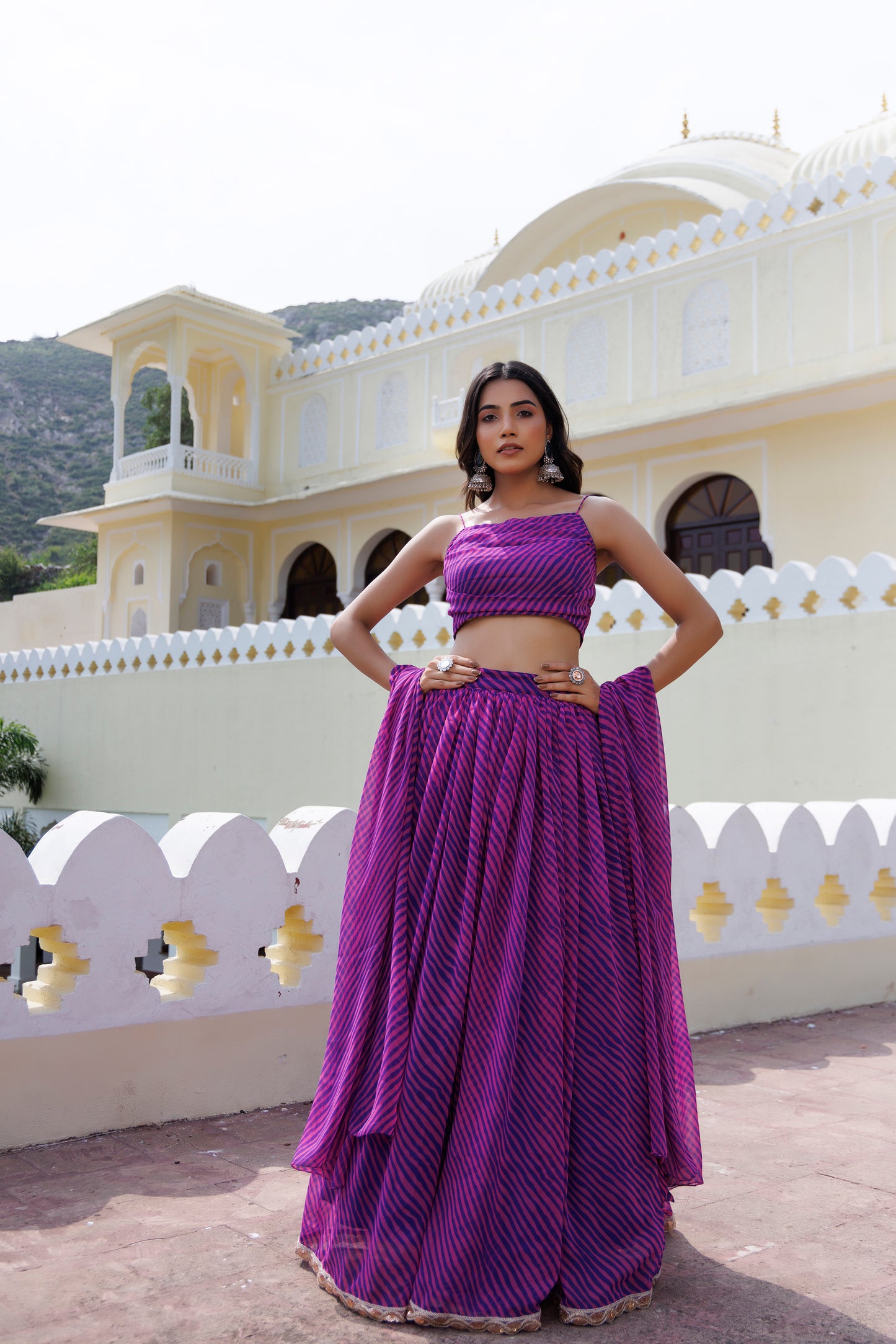Pink Magenta Haze Leheriya Lehenga Set