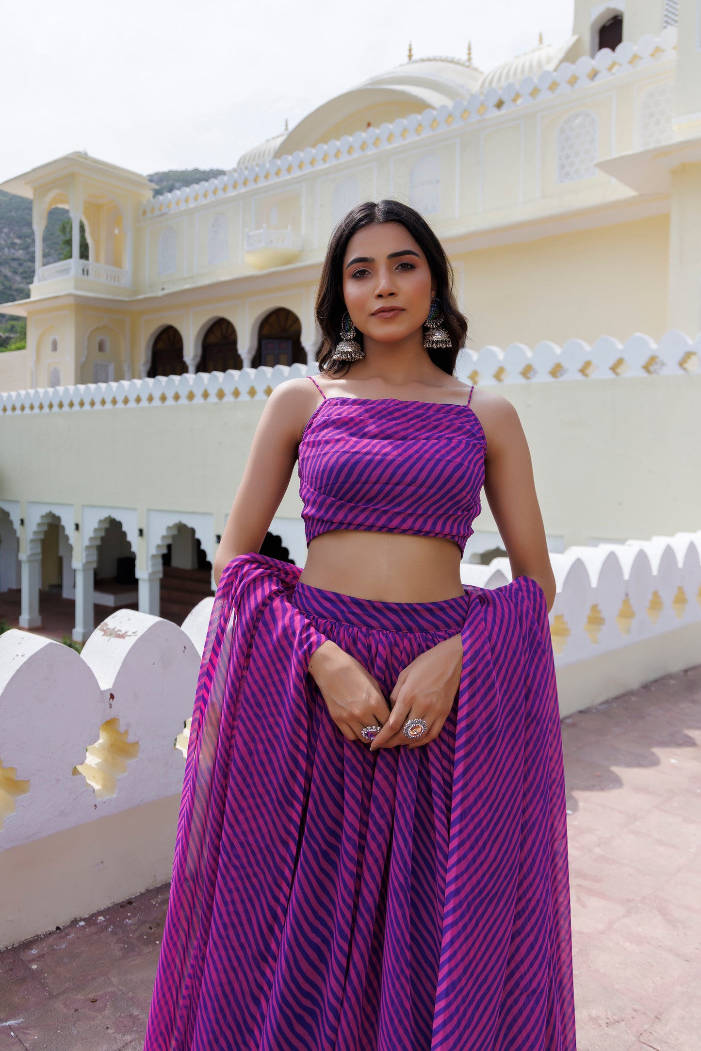 Pink Magenta Haze Leheriya Lehenga Set