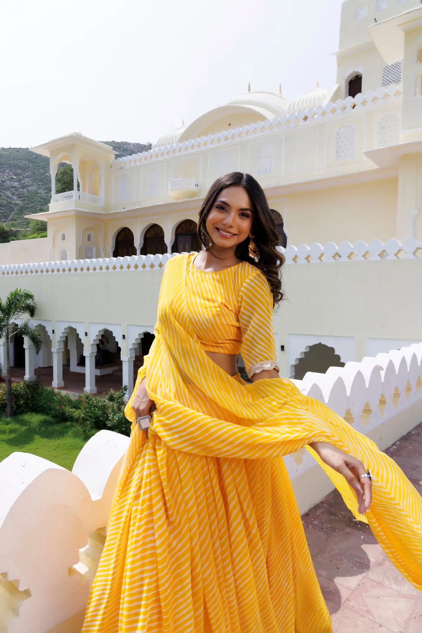 Illuminating Yellow Leheriya Lehenga Set Ragavi
