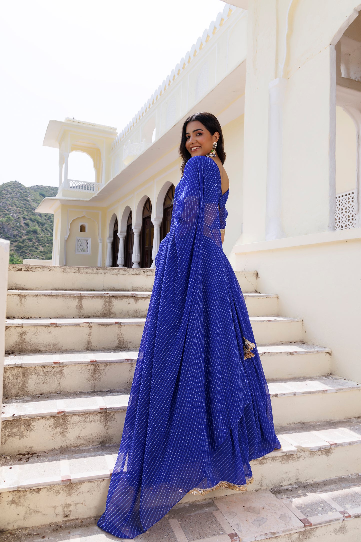 Blue Quartz Leheriya Lehenga Set