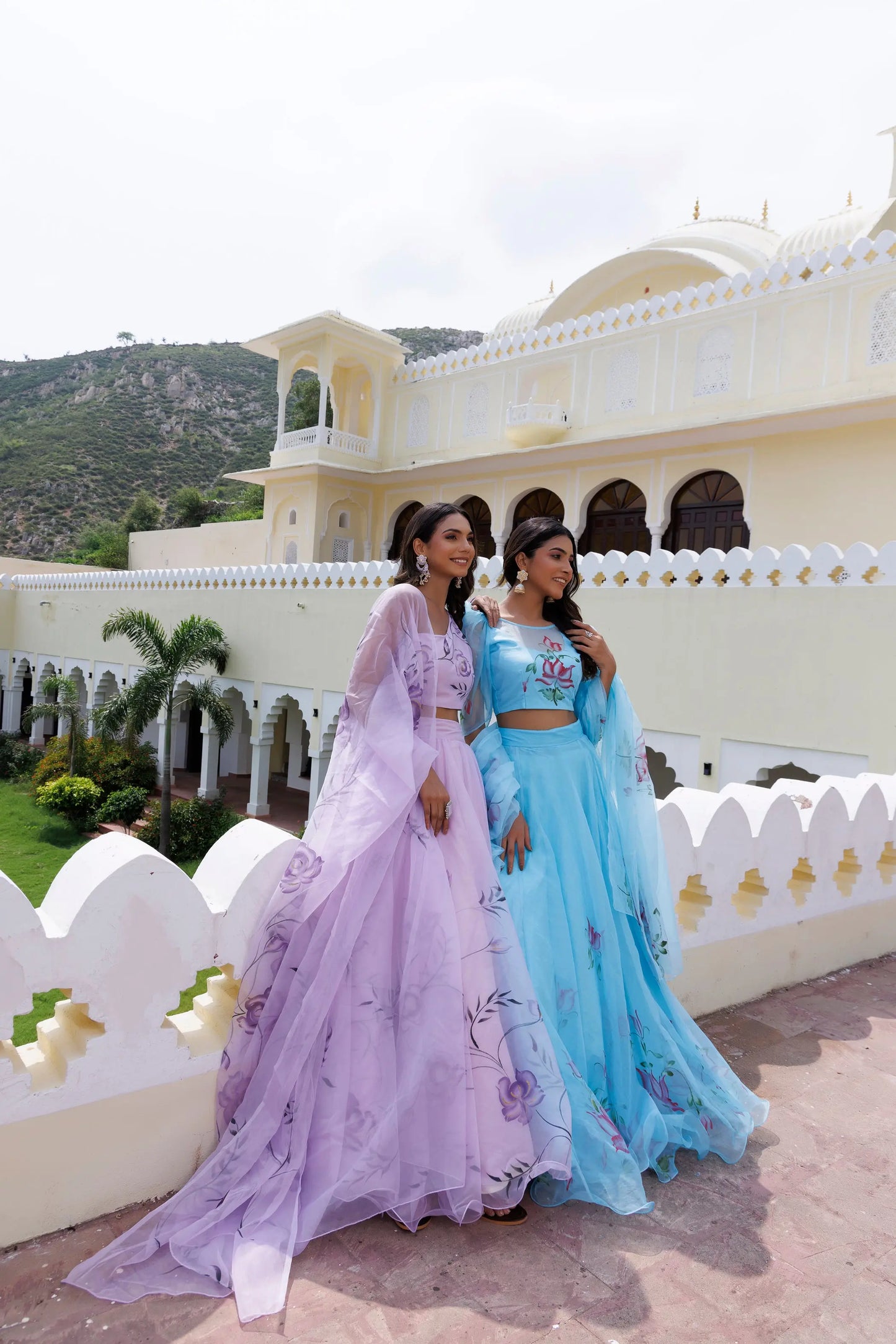 Clearwater Blue Brush Paint Lehenga Set Ragavi