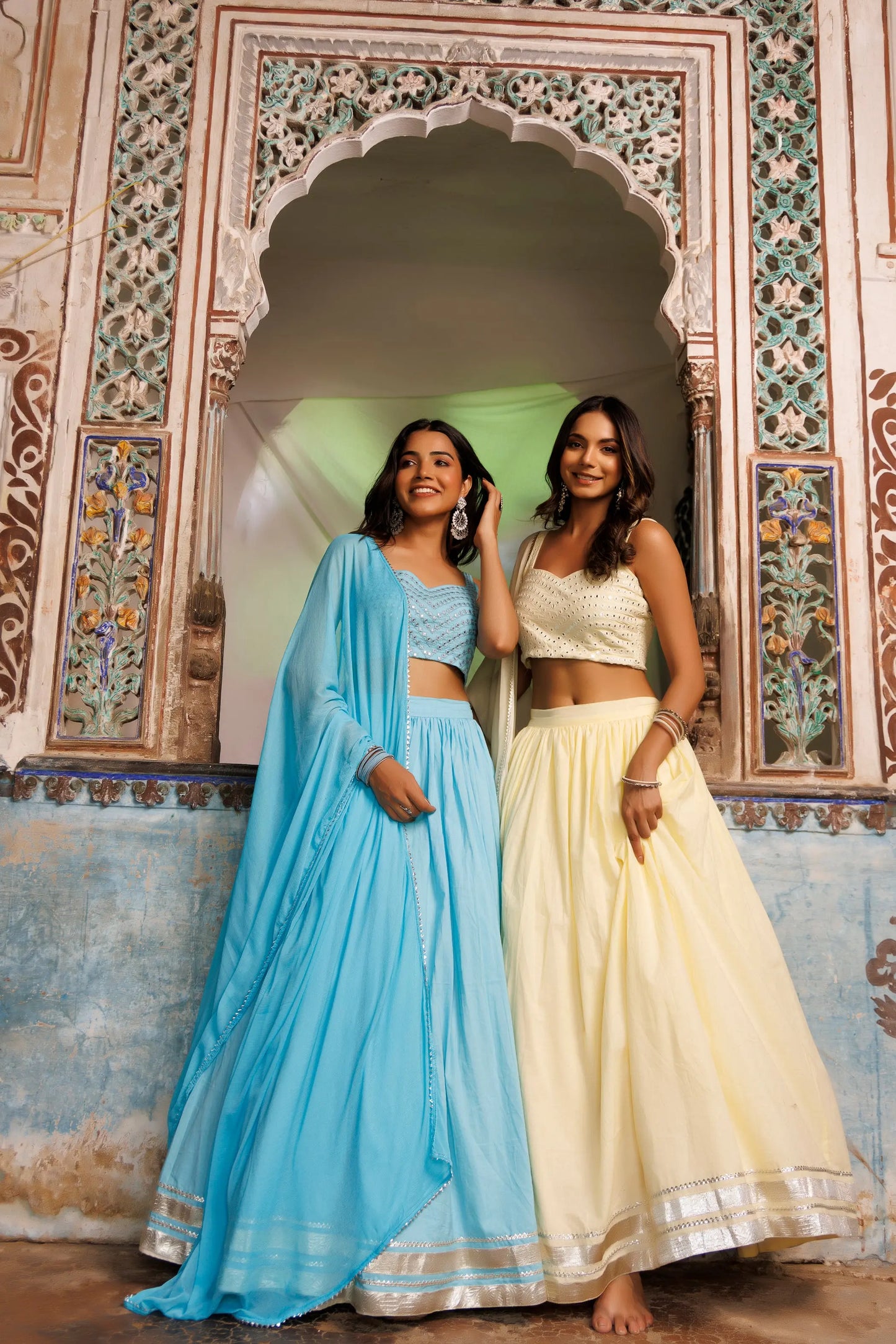 Tanager Turquoise Blue Embroidered Lehenga Set Ragavi