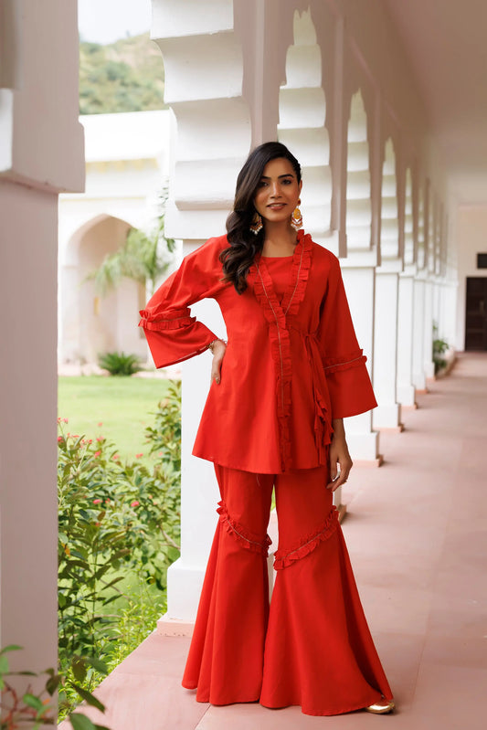 EmberGlow Red Co-ord Set Ragavi