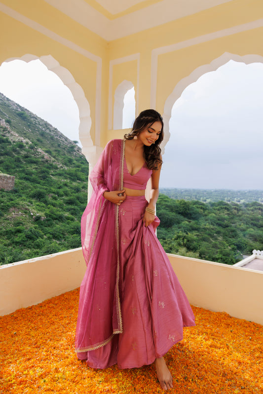 Rose Wine Pink Lehenga Set