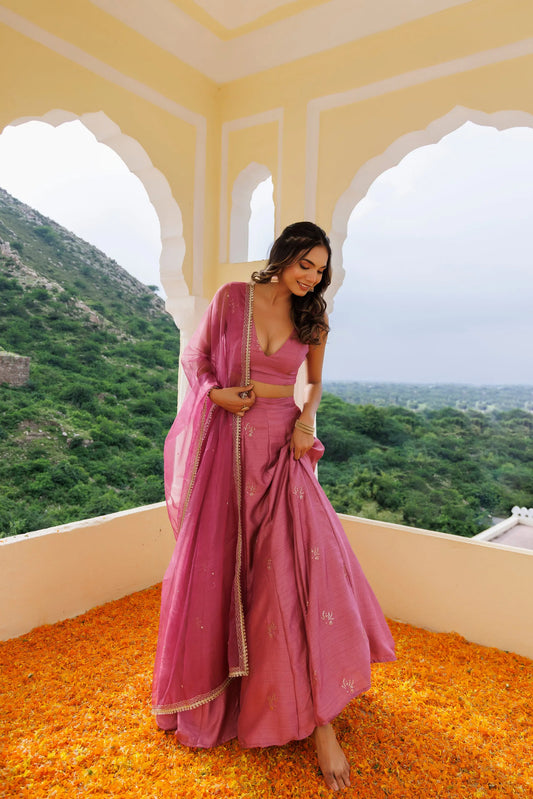 Rose Wine Pink Lehenga Set Ragavi