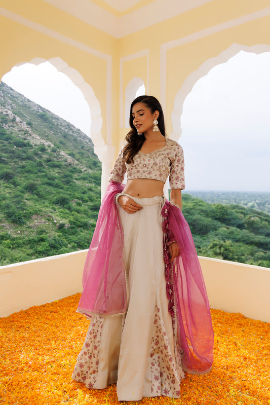 Dove Grey Purple Lehenga Set