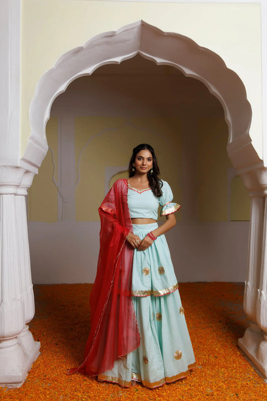 Aquamarine Blue Lehenga Set Ragavi