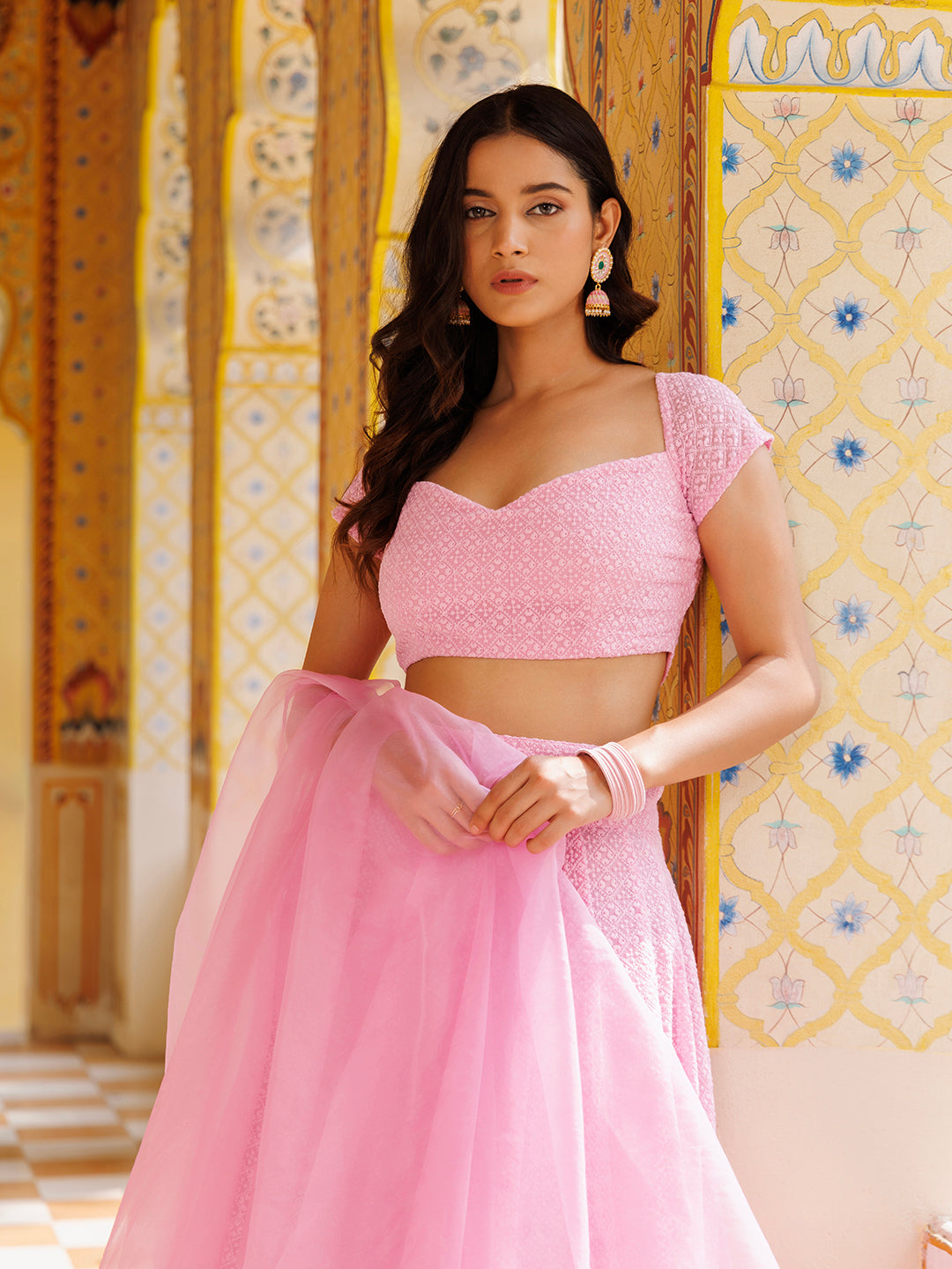 Blushing Pink Chikankari Lehenga Set