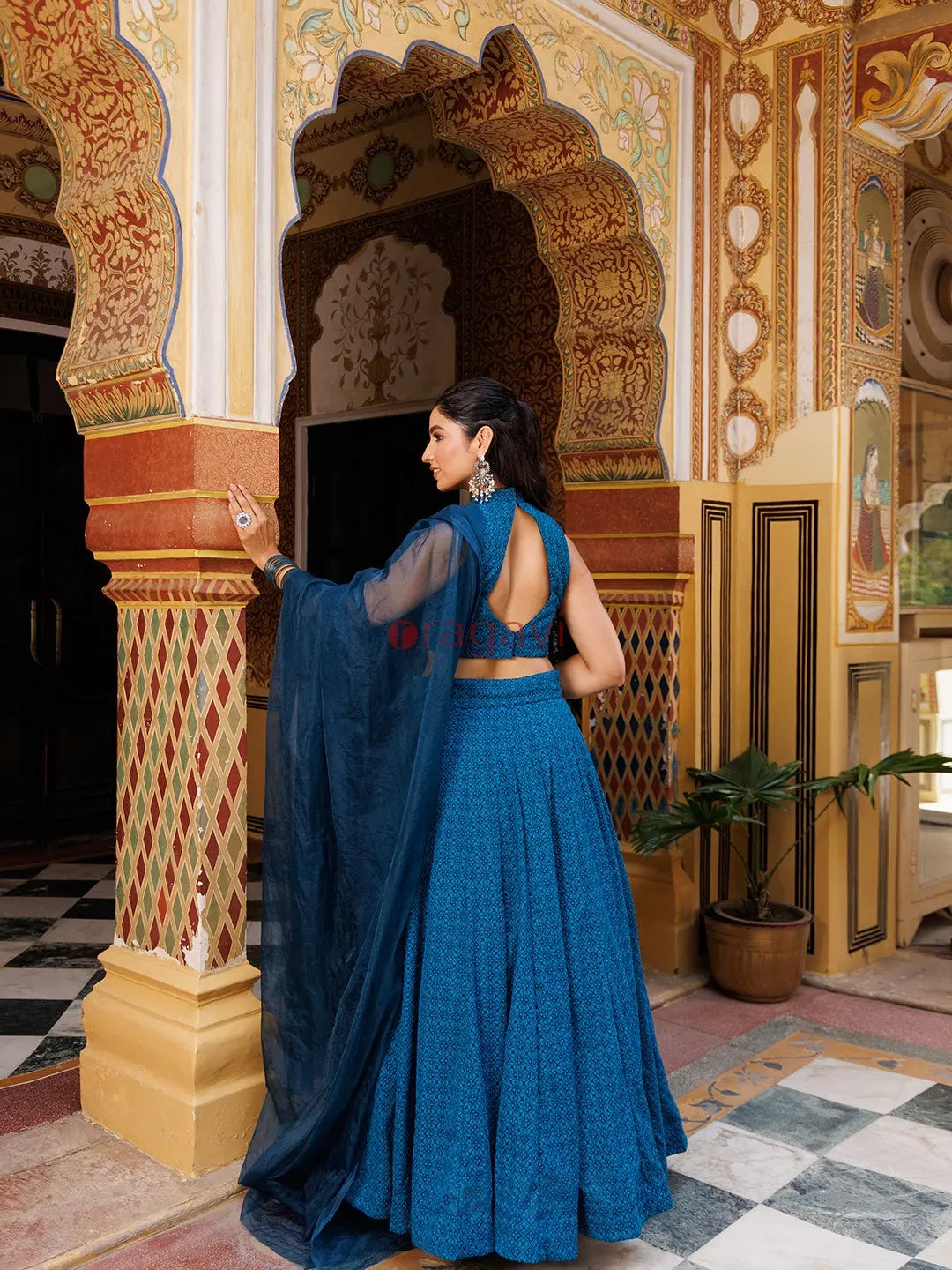 Bunting Indigo Blue Chikankari Lehenga Set - Ragavi