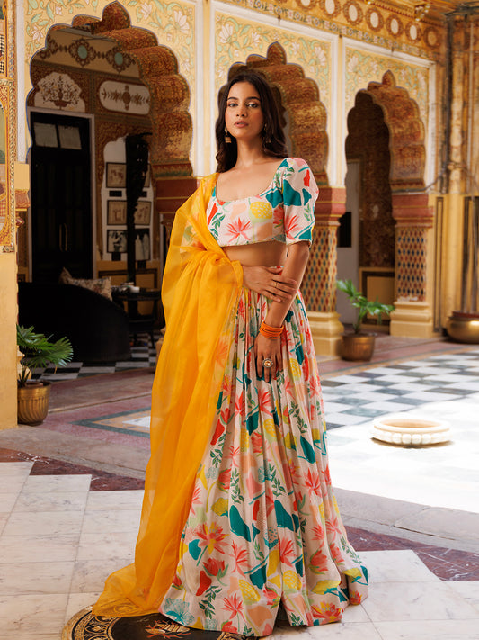 Multicolor Printed lehnga set