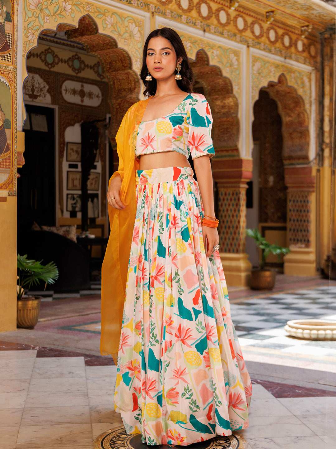 Multicolor Printed lehnga set