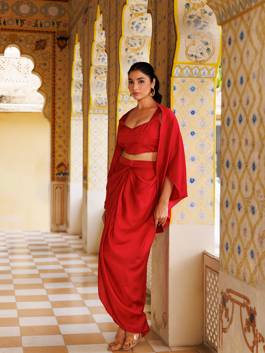 Savy Red Silk Co- Ord Set