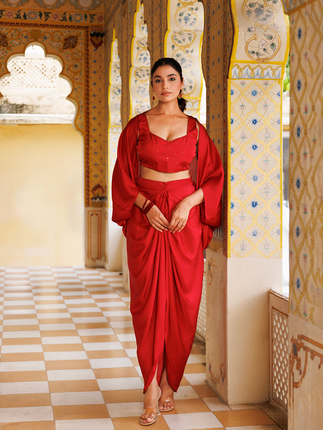 Savy Red Silk Co- Ord Set