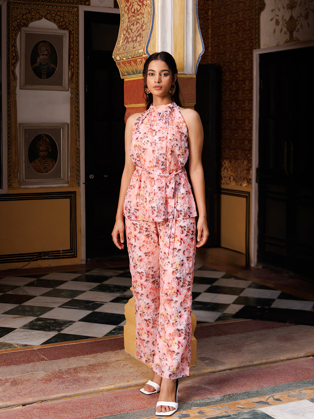 Chalk Pink Georgette Co- Ord Set