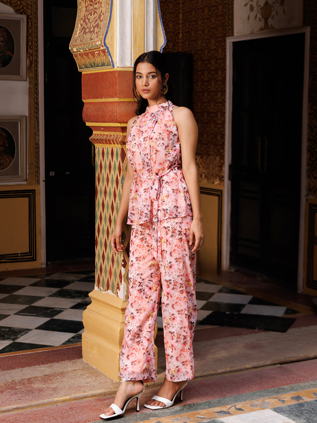 Chalk Pink Georgette Co- Ord Set