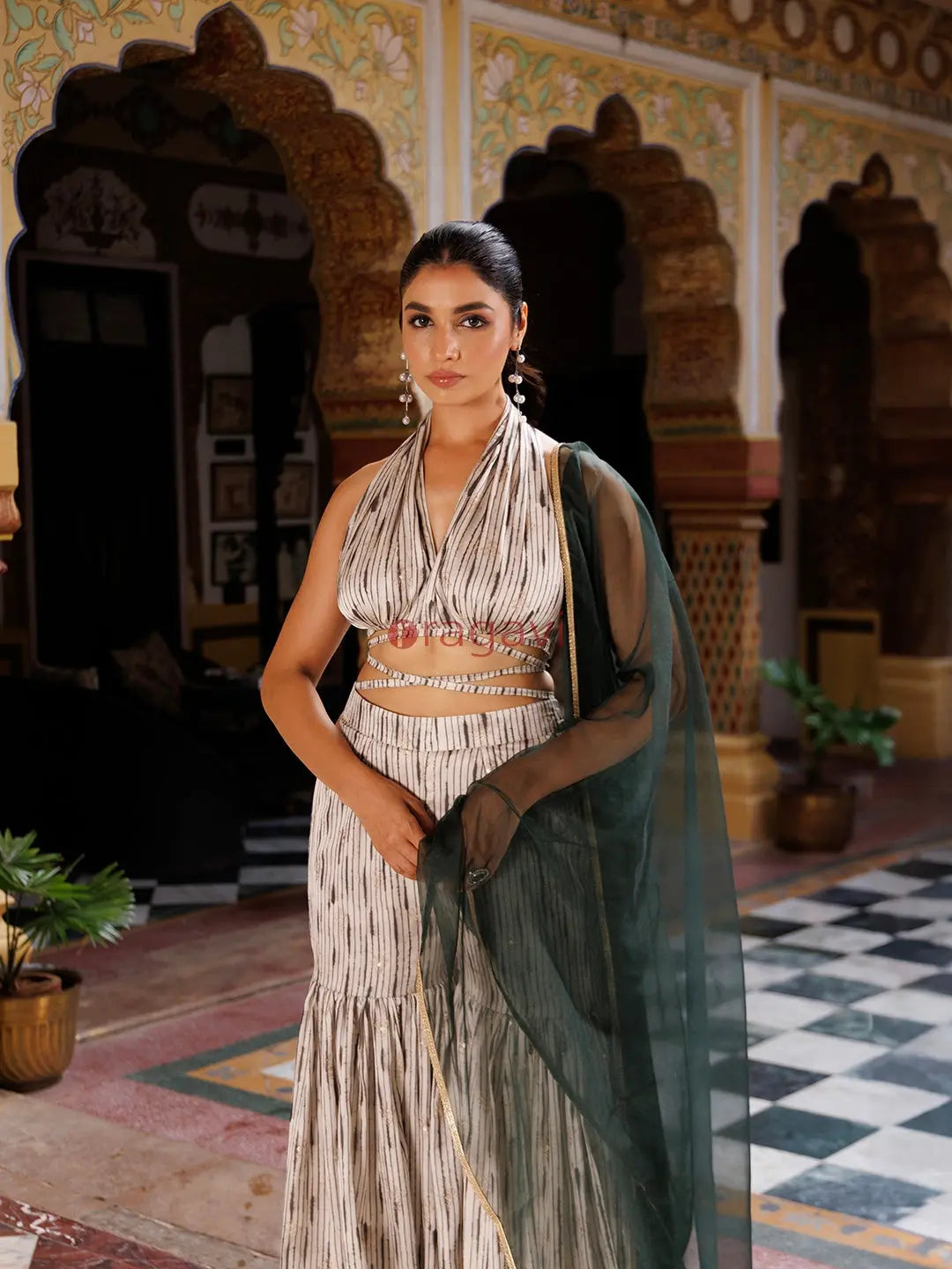 Northern Droplet Grey Green Co- Ord Set - Ragavi
