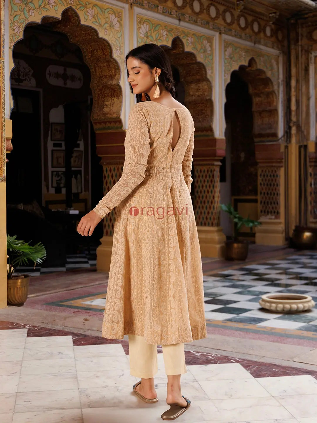 Nougat Nude Chikankari Kurta - Ragavi