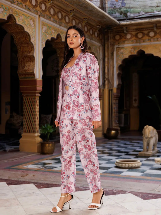 Veiled Rose Pink Co- Ord Set - Ragavi