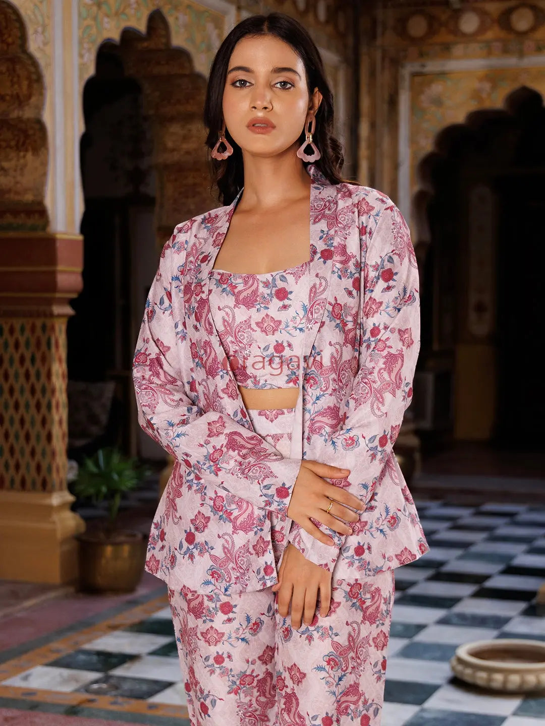 Veiled Rose Pink Co- Ord Set - Ragavi