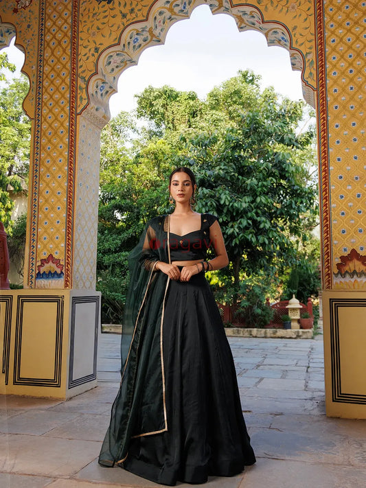 Green Bay Embroidered Silk Lehenga Set - Ragavi