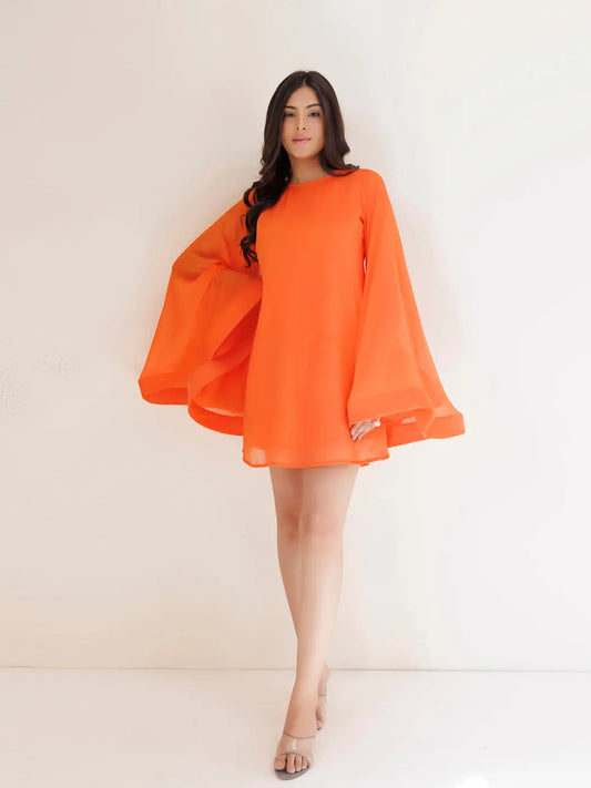 Flame Orange Organza Dress Ragavi