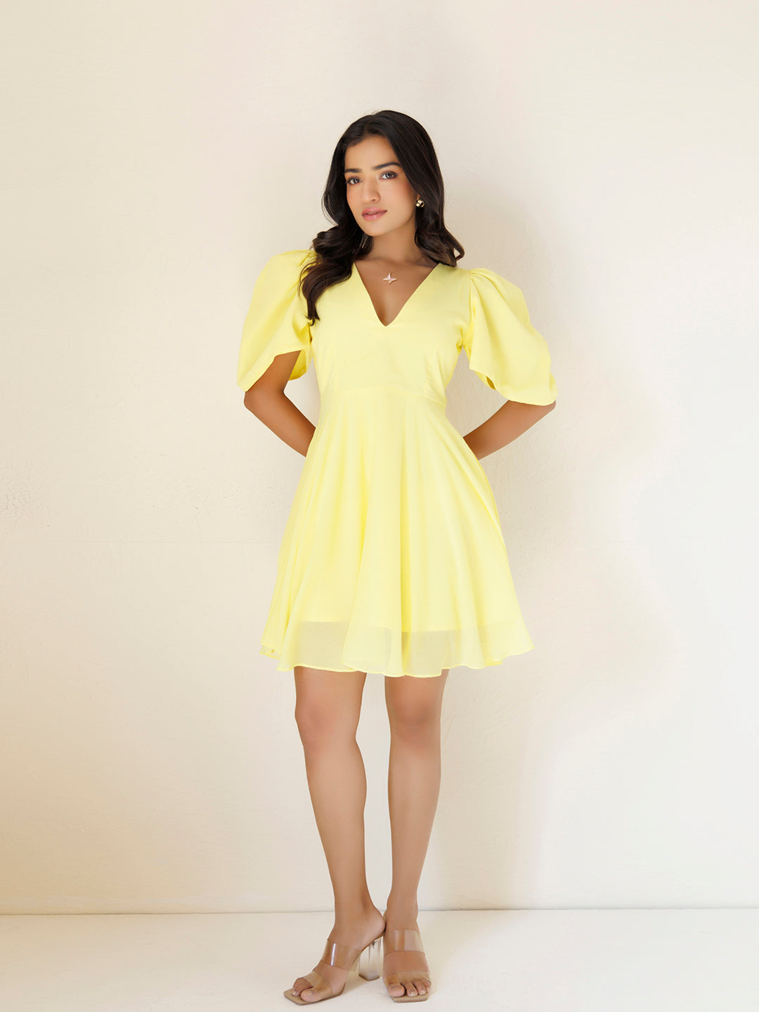 Birds Of Paradise Yellow Chiffon Dress