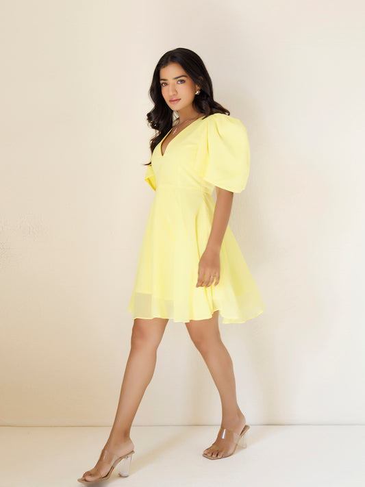 Birds Of Paradise Yellow Chiffon Dress