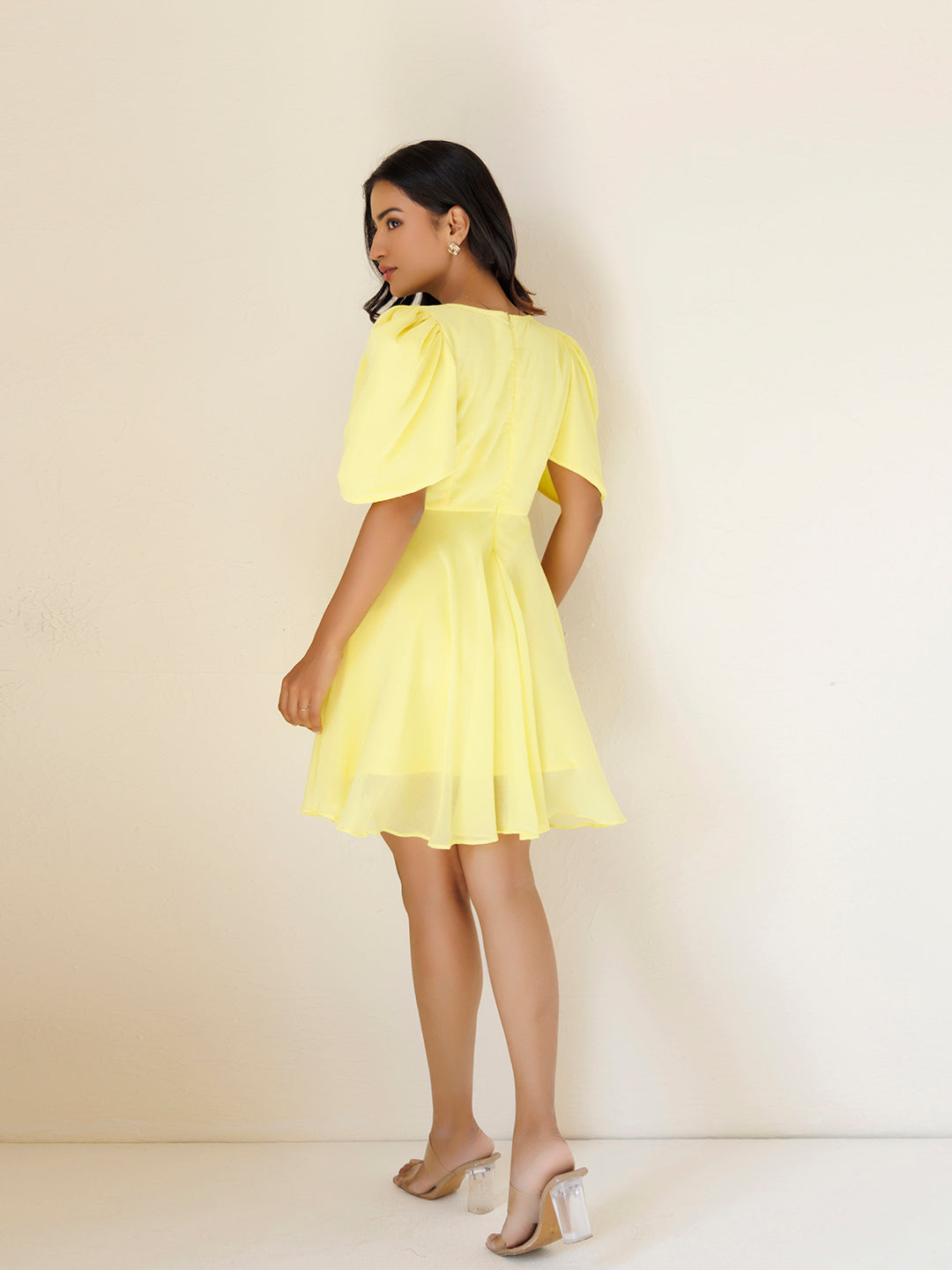 Birds Of Paradise Yellow Chiffon Dress