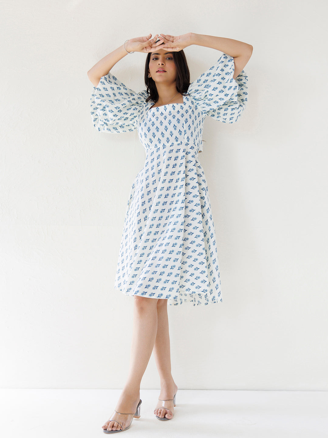 White Dendronium Cotton Printed Dress
