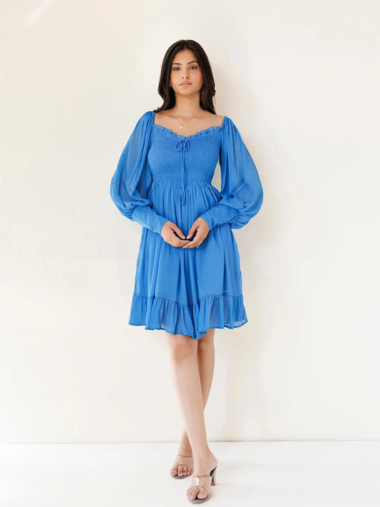 Blue Butterfly Blush Chiffon Dress Ragavi