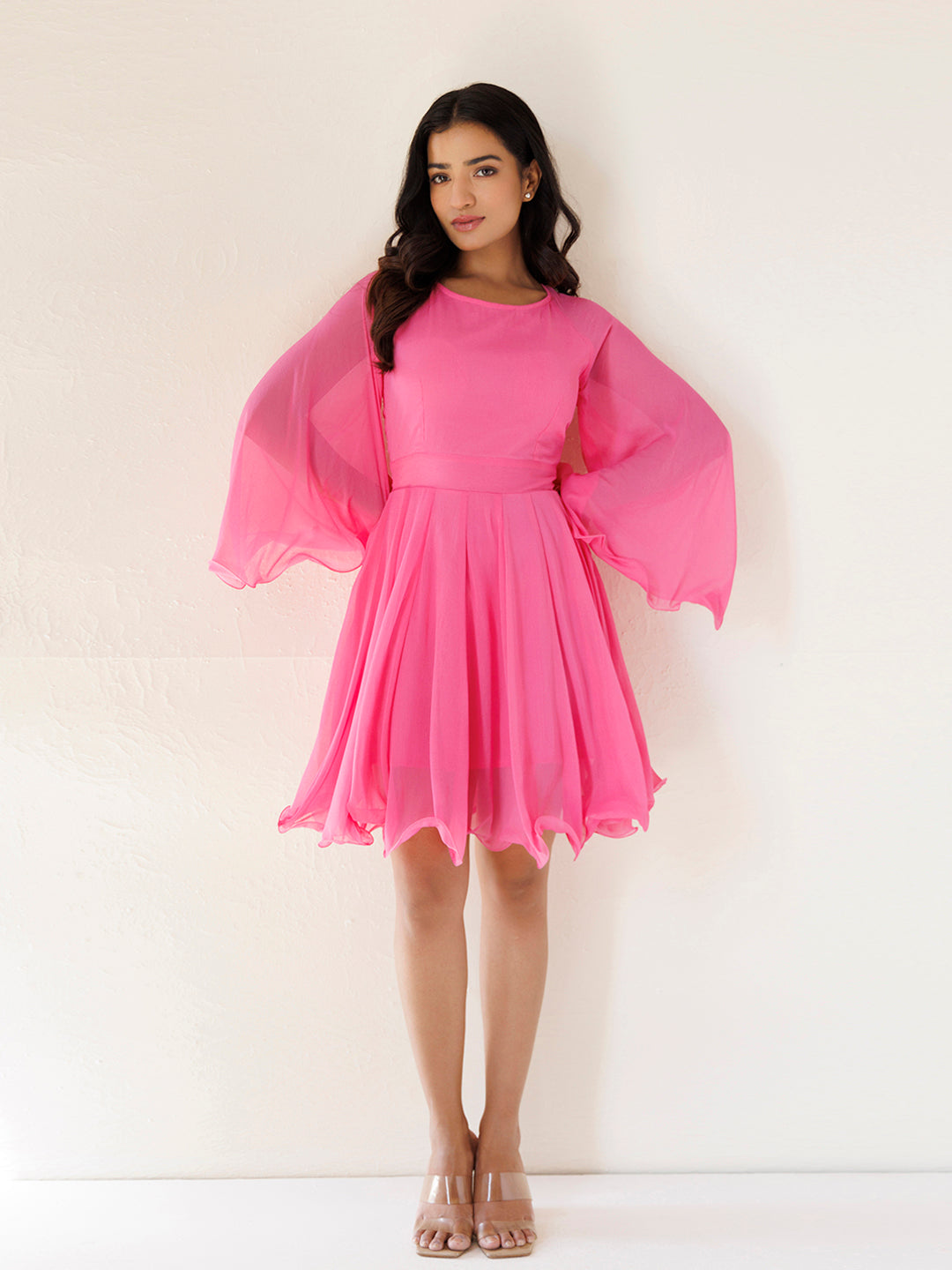 Dahlia Pink Chiffon Skater Dress