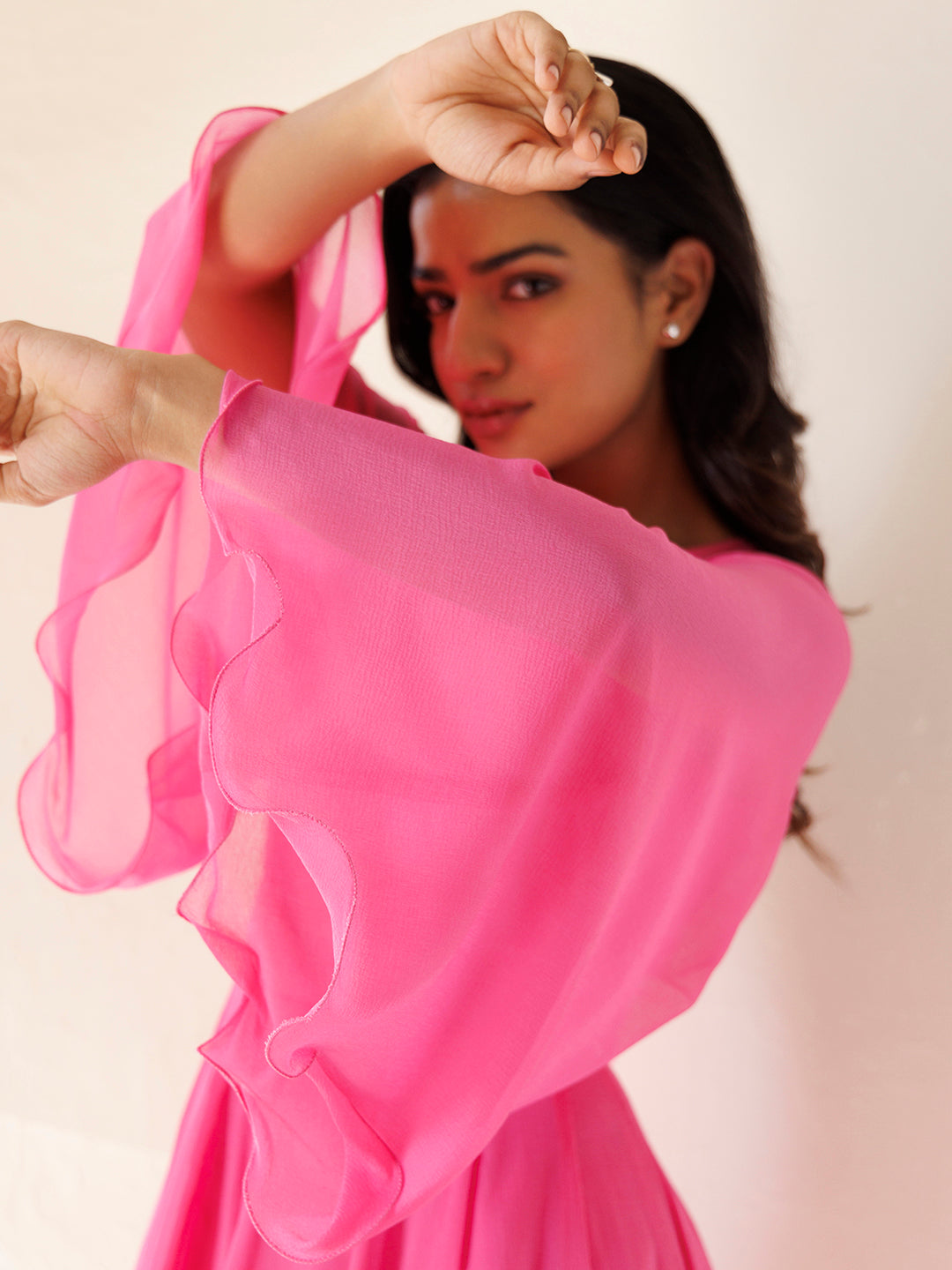 Dahlia Pink Chiffon Skater Dress