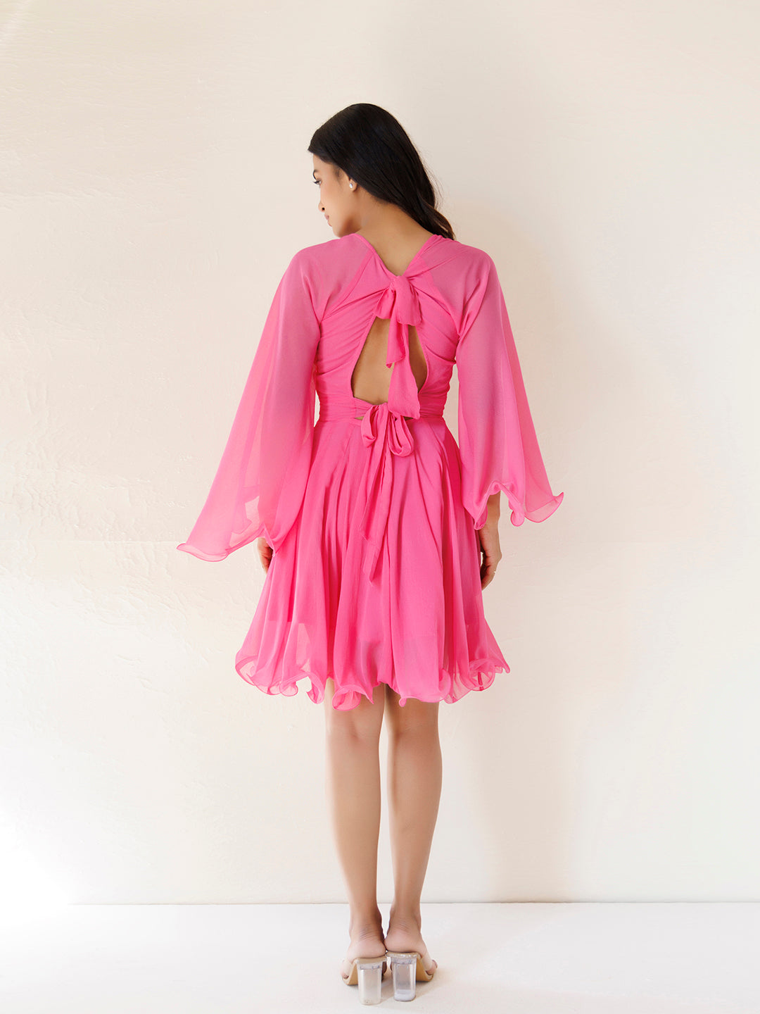 Dahlia Pink Chiffon Skater Dress