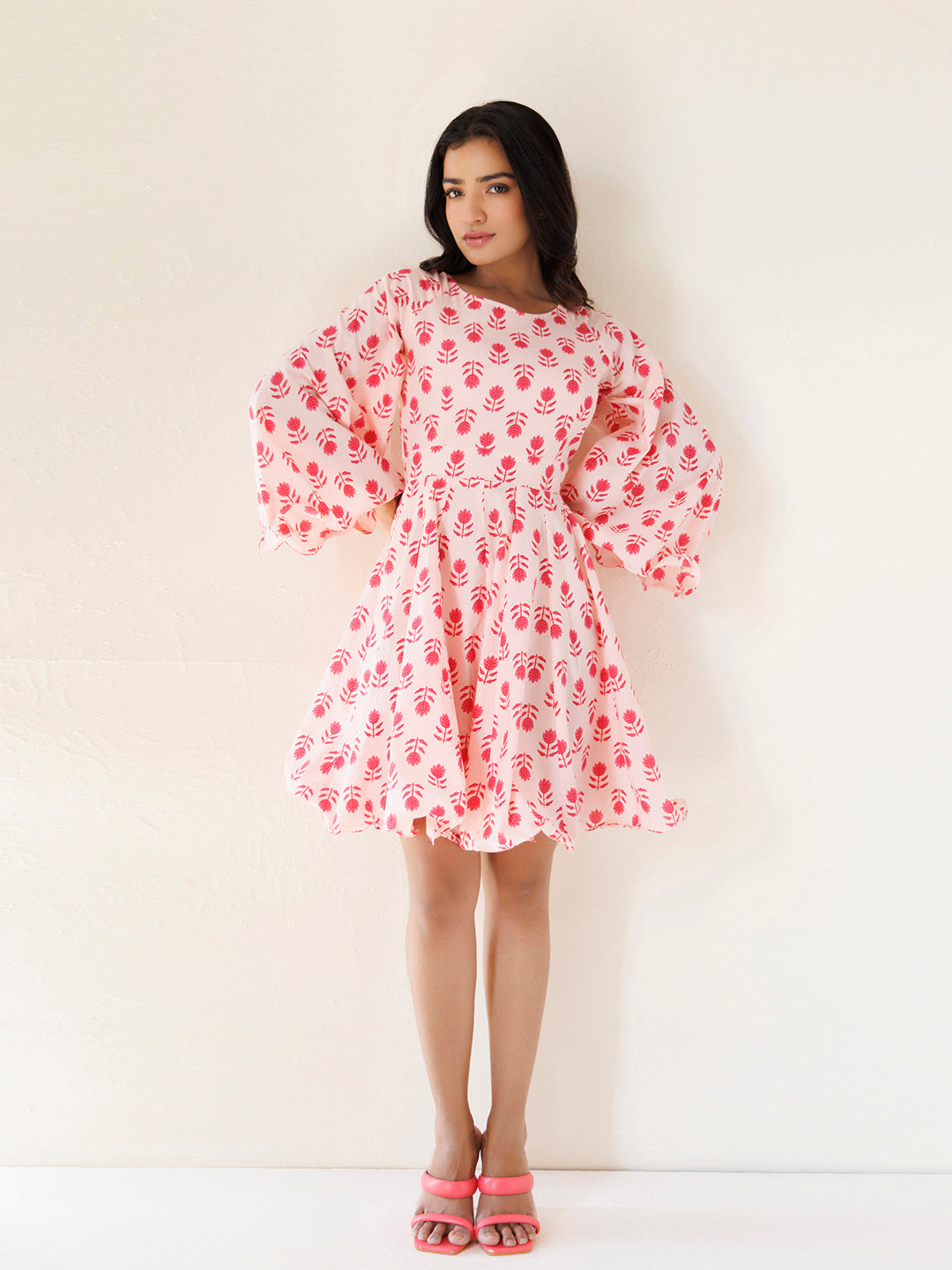 Calla Lily Pink Cotton Printed Dress