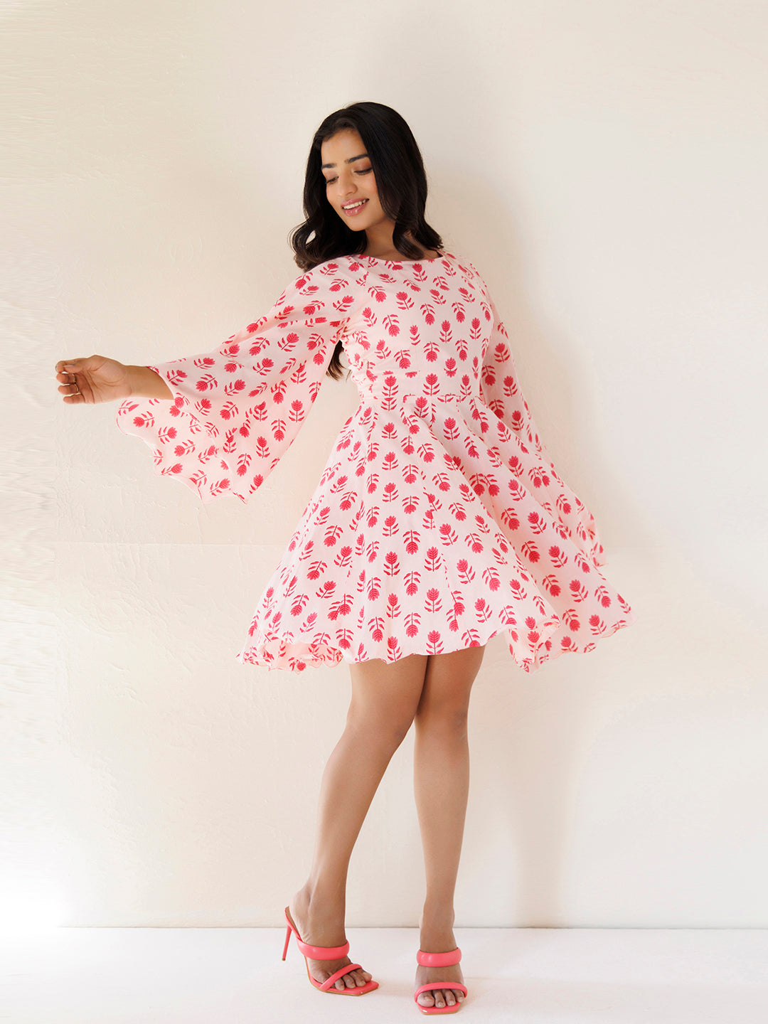 Calla Lily Pink Cotton Printed Dress