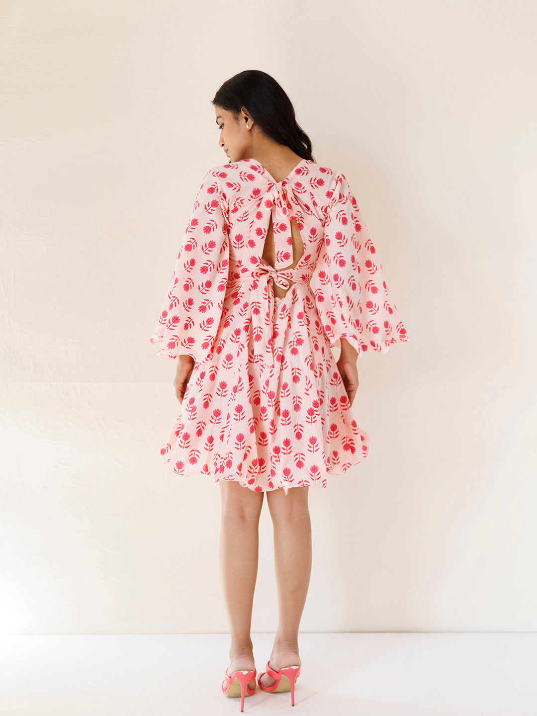 Calla Lily Pink Cotton Printed Dress