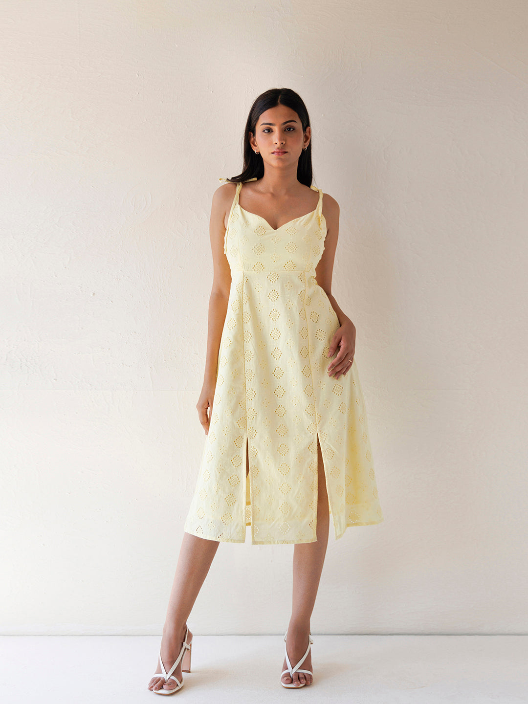 Forsythia Yellow Cotton Schiffli Dress